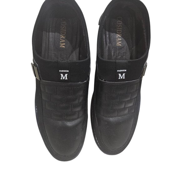 Mens Cosidram Black Slip-On Casual Loafers With Quilted Design & Rubber Soles - Picture 1 of 7